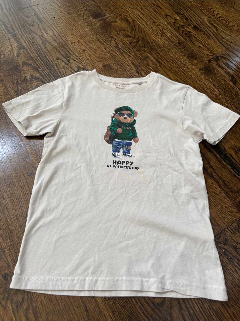 Denim & Flower White Kids St. Patrick's Day Bear Graphic Tee